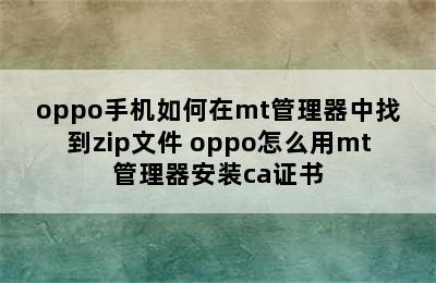 oppo手机如何在mt管理器中找到zip文件 oppo怎么用mt管理器安装ca证书